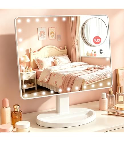 Amazon.co.jp: 女優ミラー 卓上 LED ライト付き鏡 メイクかがみ 充電式